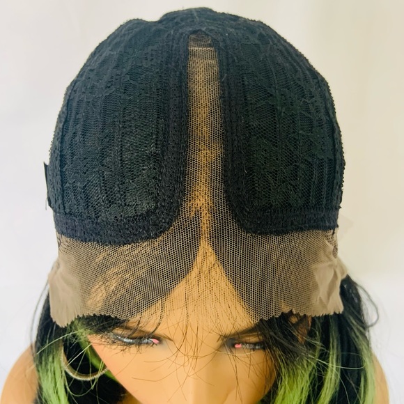 A Gorgeous Black/Green Premium Fiber Lace Front Wig for Daily Wear or Costumes - Picture 4 of 16